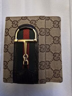 GUCCI GG Pattern Canvas Leather Bi-fold Wallet